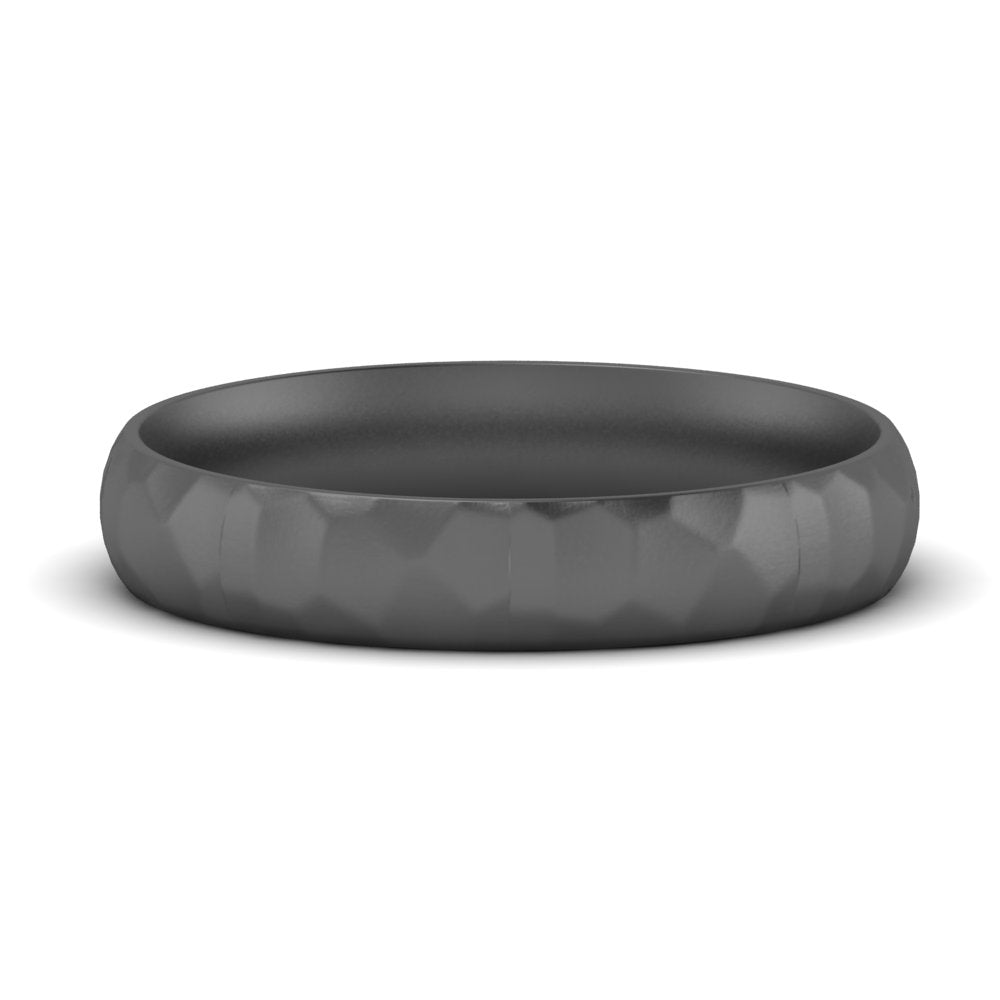 5 mm Mens Hammered Comfort Fit Wedding Band