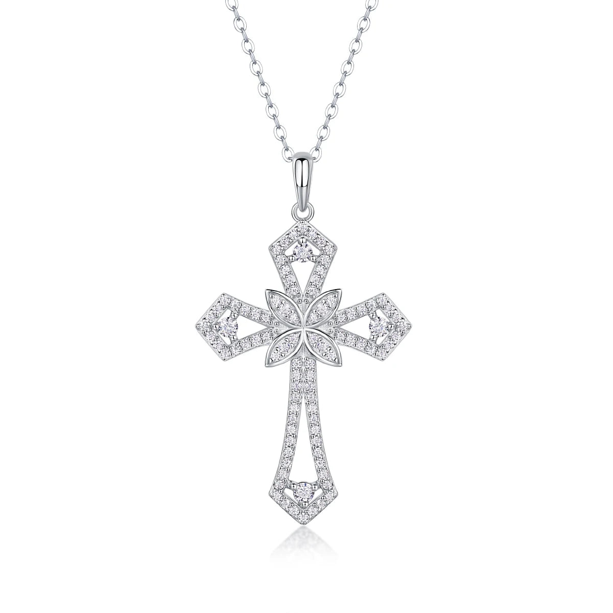 Trendy Moissanite Cross Pendant Necklace S925 Silver Gold Plated Women Hip Hop Jewelry Design Necklace-6