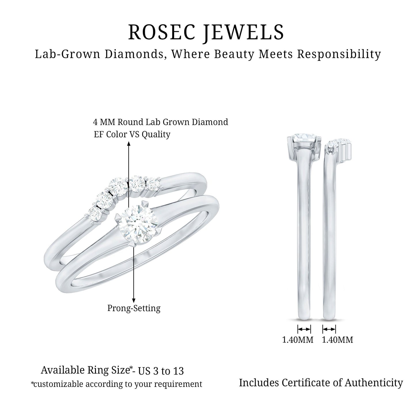 Lab Grown Diamond Minimal Engagement Ring With Enhancer