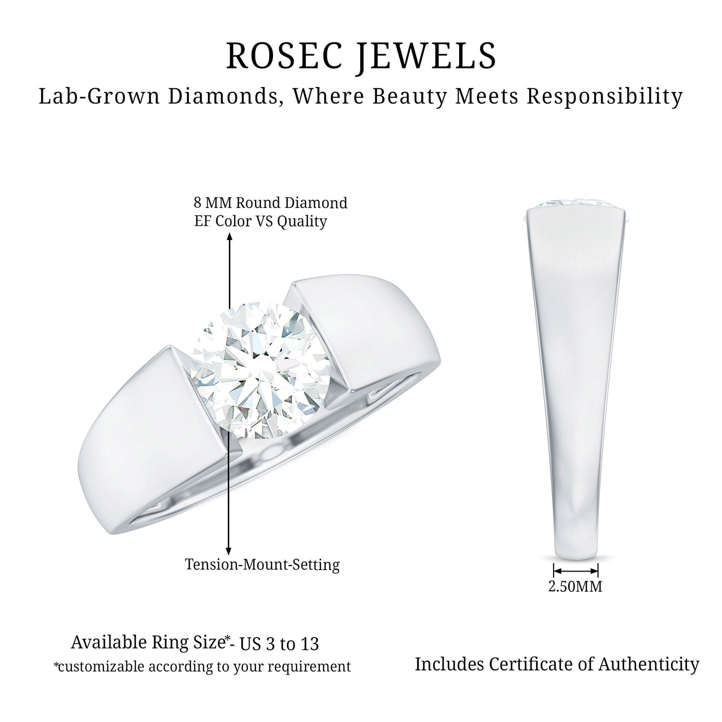 2 Carat Lab Grown Diamond Dua Lipa Inspired Engagement Ring