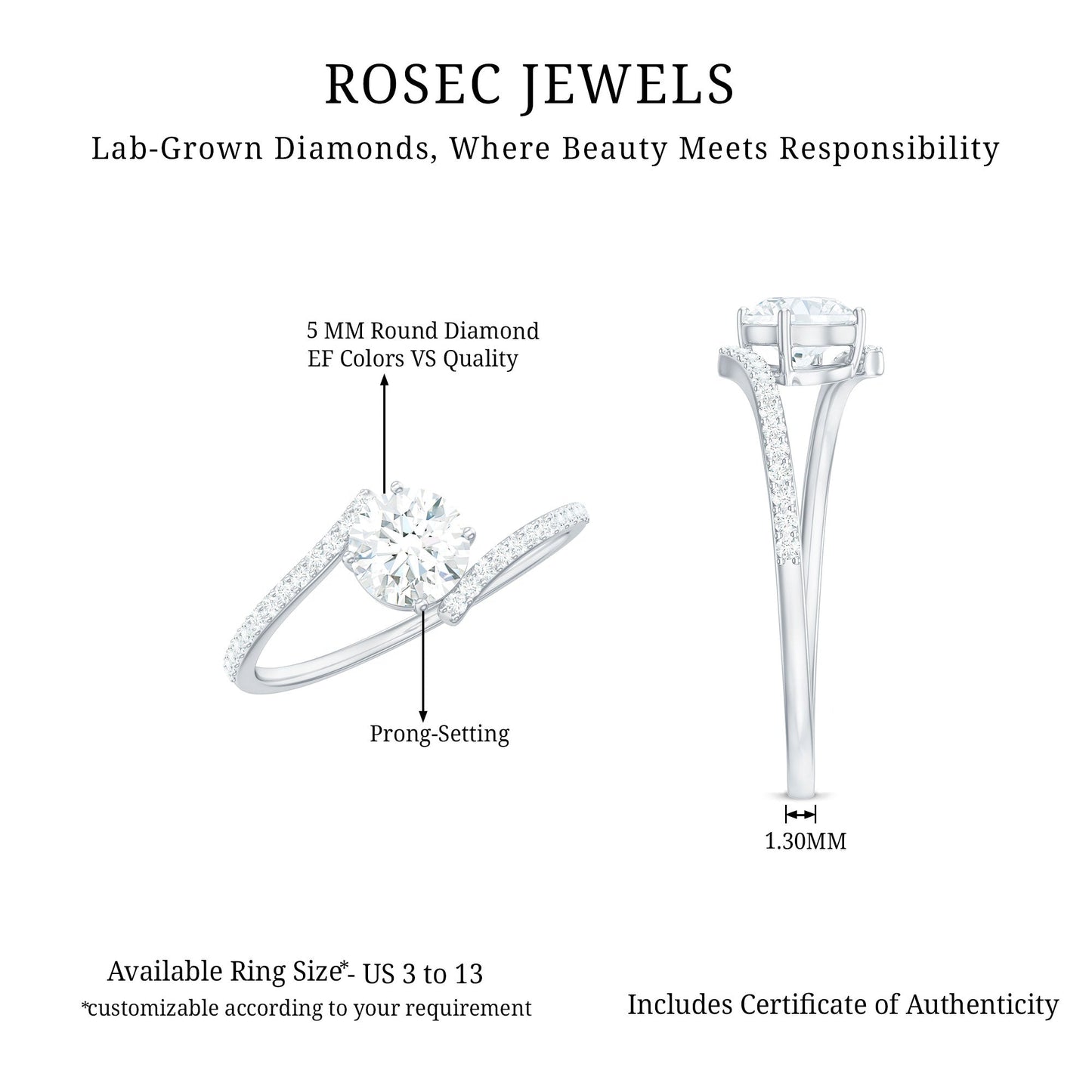 Lab Grown Diamond Solitaire Promise Engagement Ring