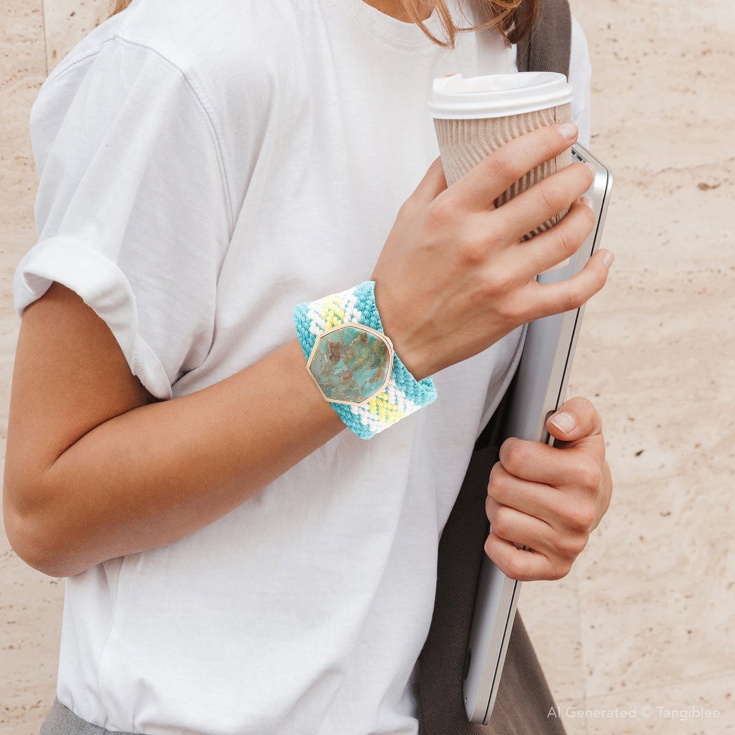 Blue Turquoise Textile Blues Woven Bracelet