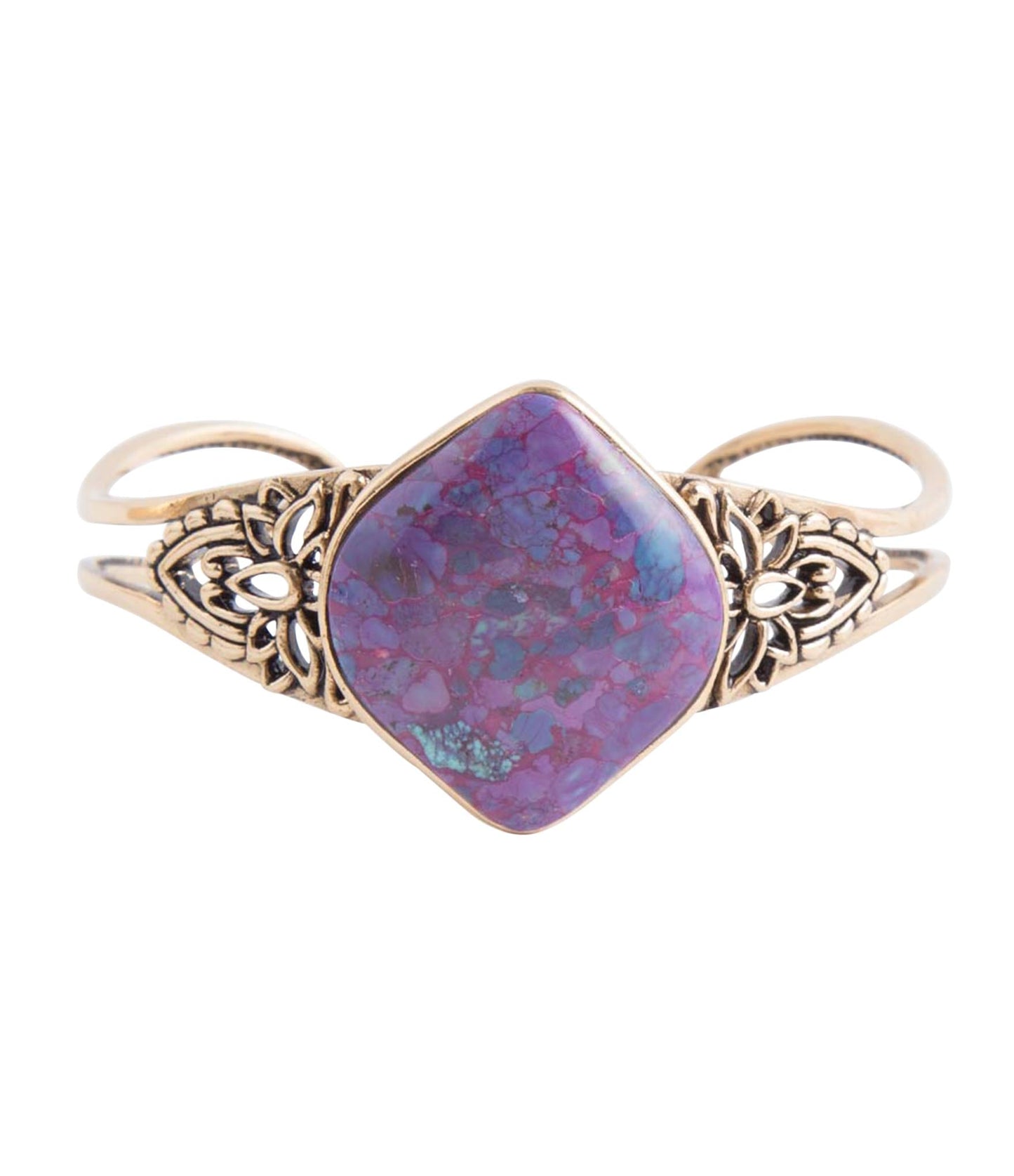 Purple Turquoise Golden Cuff Bracelet