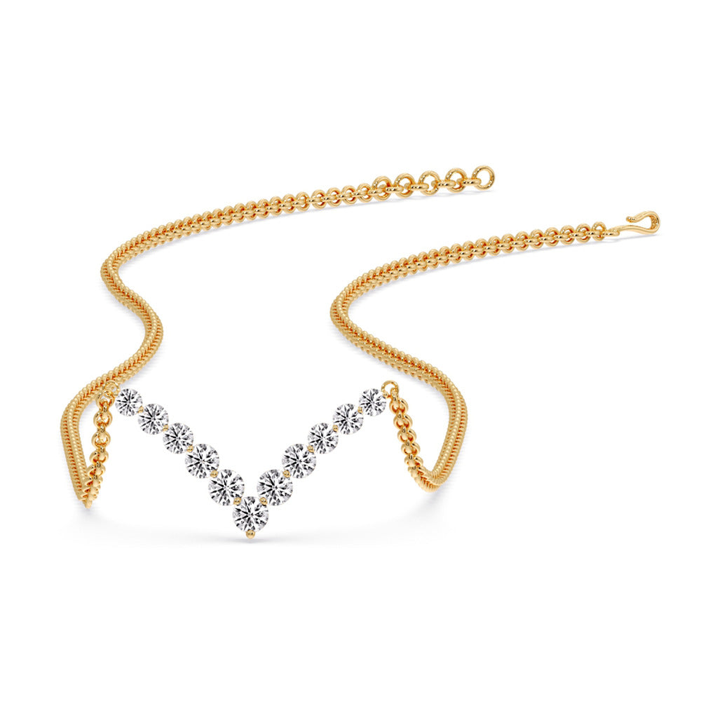 Round Graduated V-Necklace