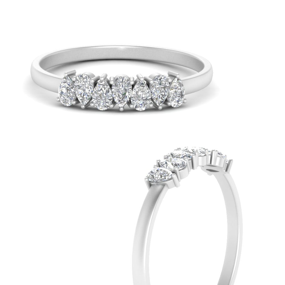 0.35 Ct 7-Stone Diamond Teardrop Wedding Band in 14K-18K Gold & Platin