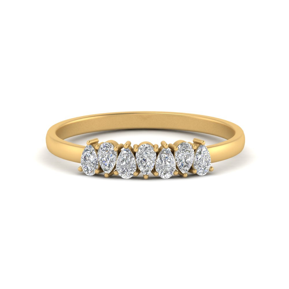 0.35 Ct 7-Stone Diamond Teardrop Wedding Band in 14K-18K Gold & Platin