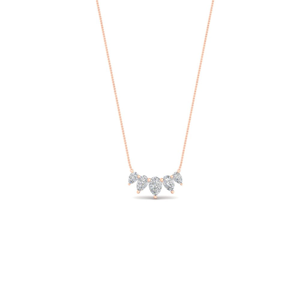 0.75 Ct 5-Stone Pear Shaped Diamond Pendant Necklace