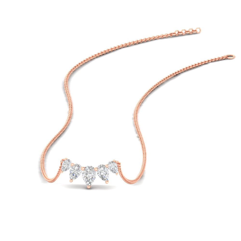 0.75 Ct 5-Stone Pear Shaped Diamond Pendant Necklace