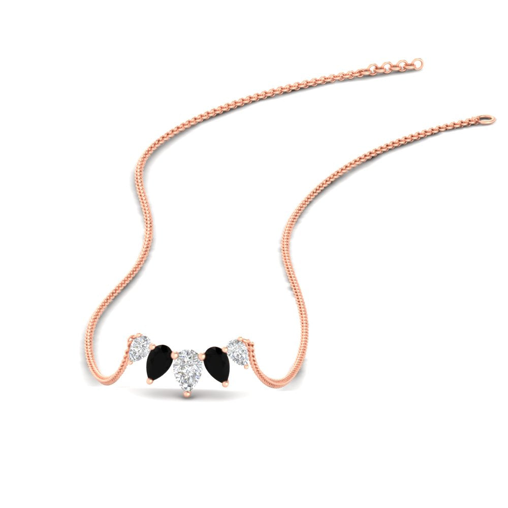 0.75 Ct 5-Stone Pear Shaped Diamond Pendant Necklace