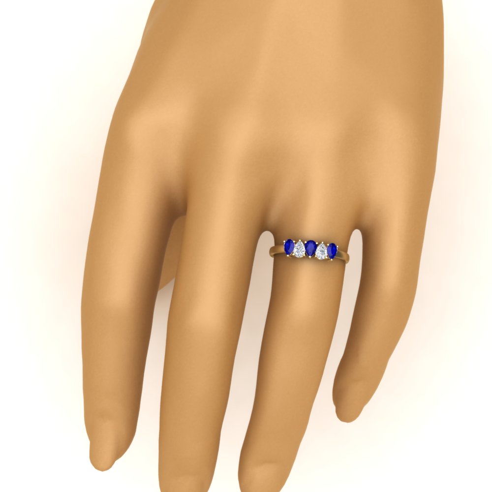 0.75 Ct 5-Stone Pear Cut Diamond Teardrop Wedding Band