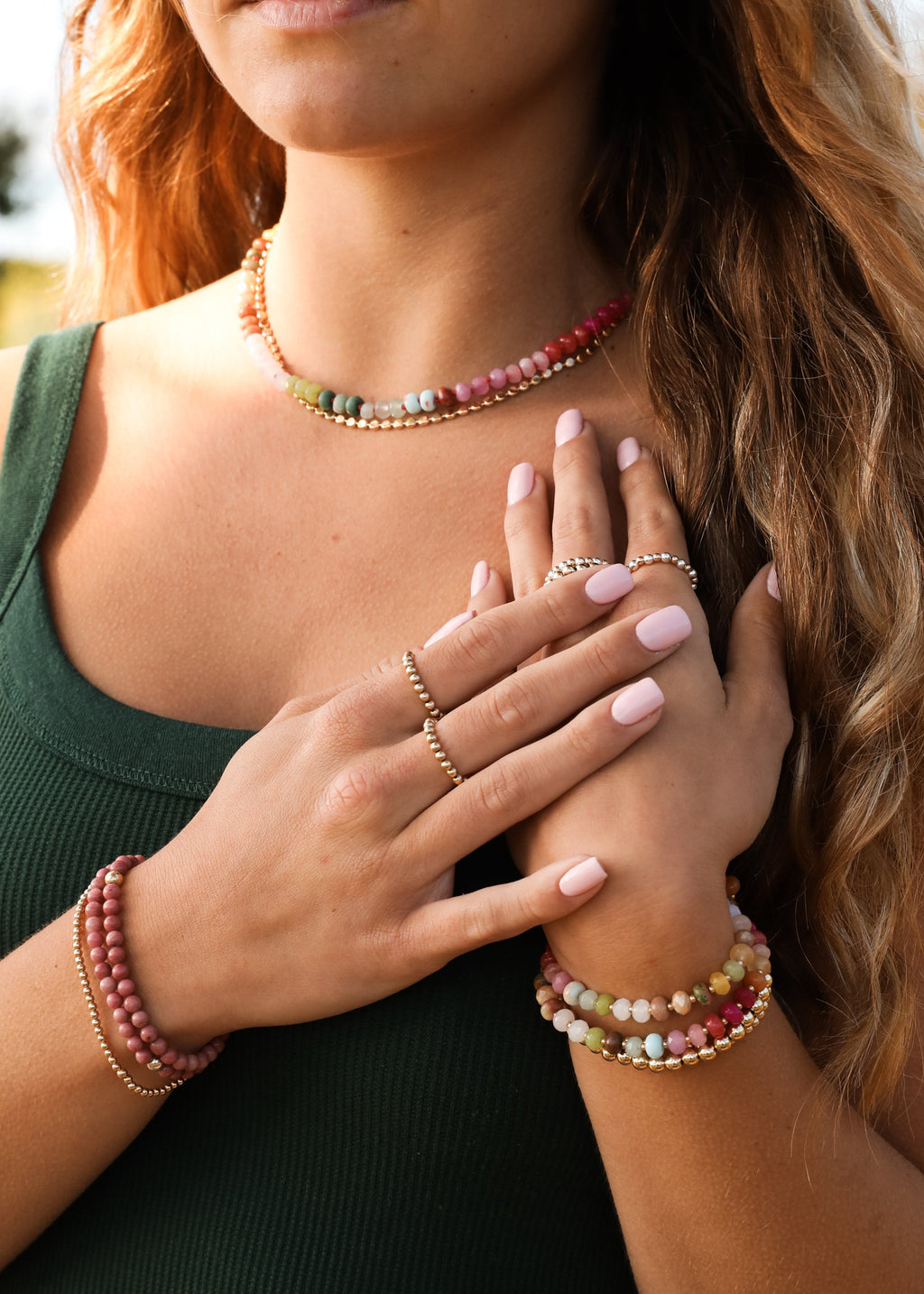 Natural Gemstone Necklace + 14k Gold Filled Toggle : Key West