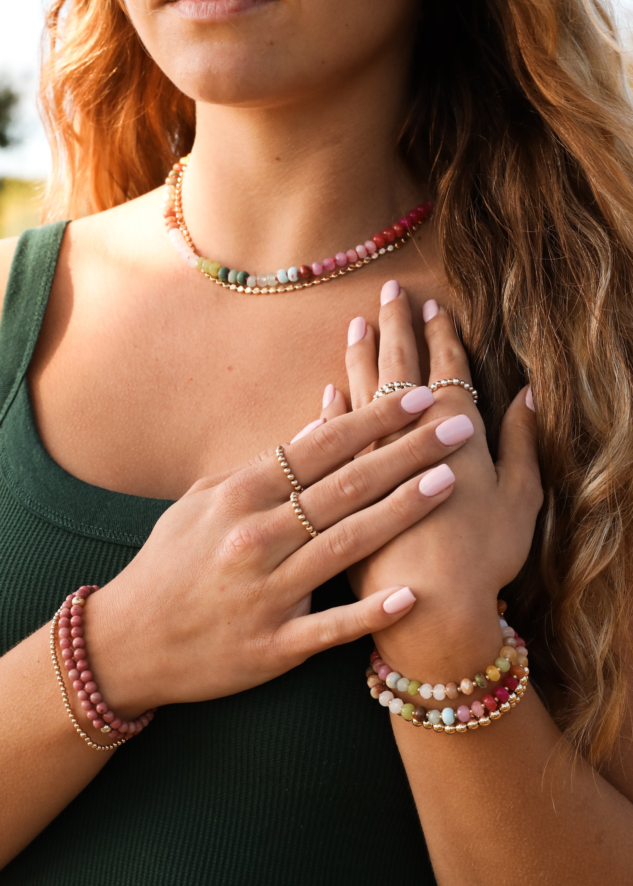 Natural Gemstone Necklace + 14k Gold Filled Toggle : Key West