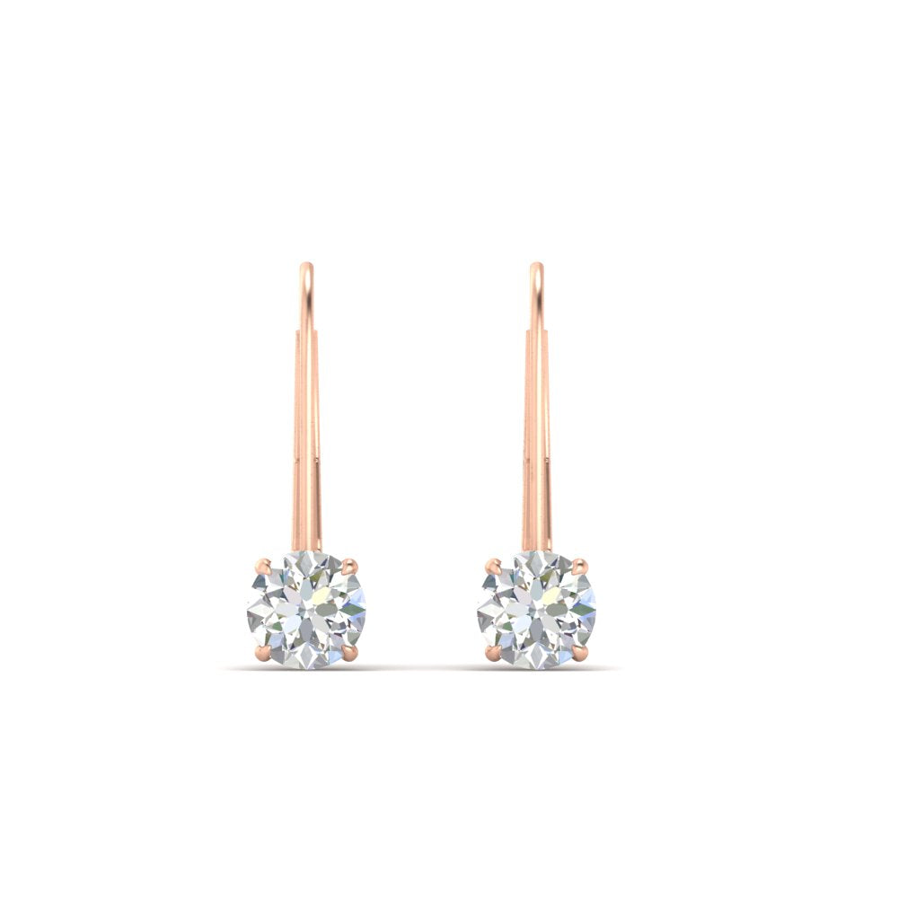 1 Carat Round Diamond Lever Back Earrings