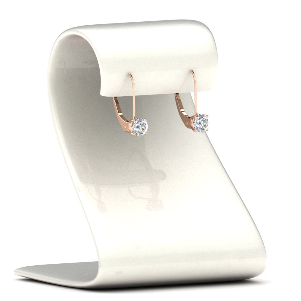 1 Carat Round Diamond Lever Back Earrings
