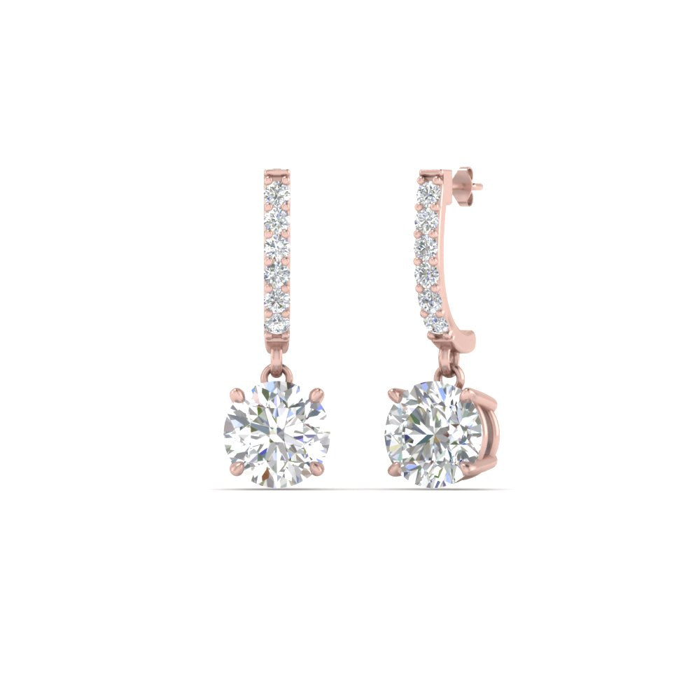 1 Carat Solitaire Halo Diamond Drop Earrings