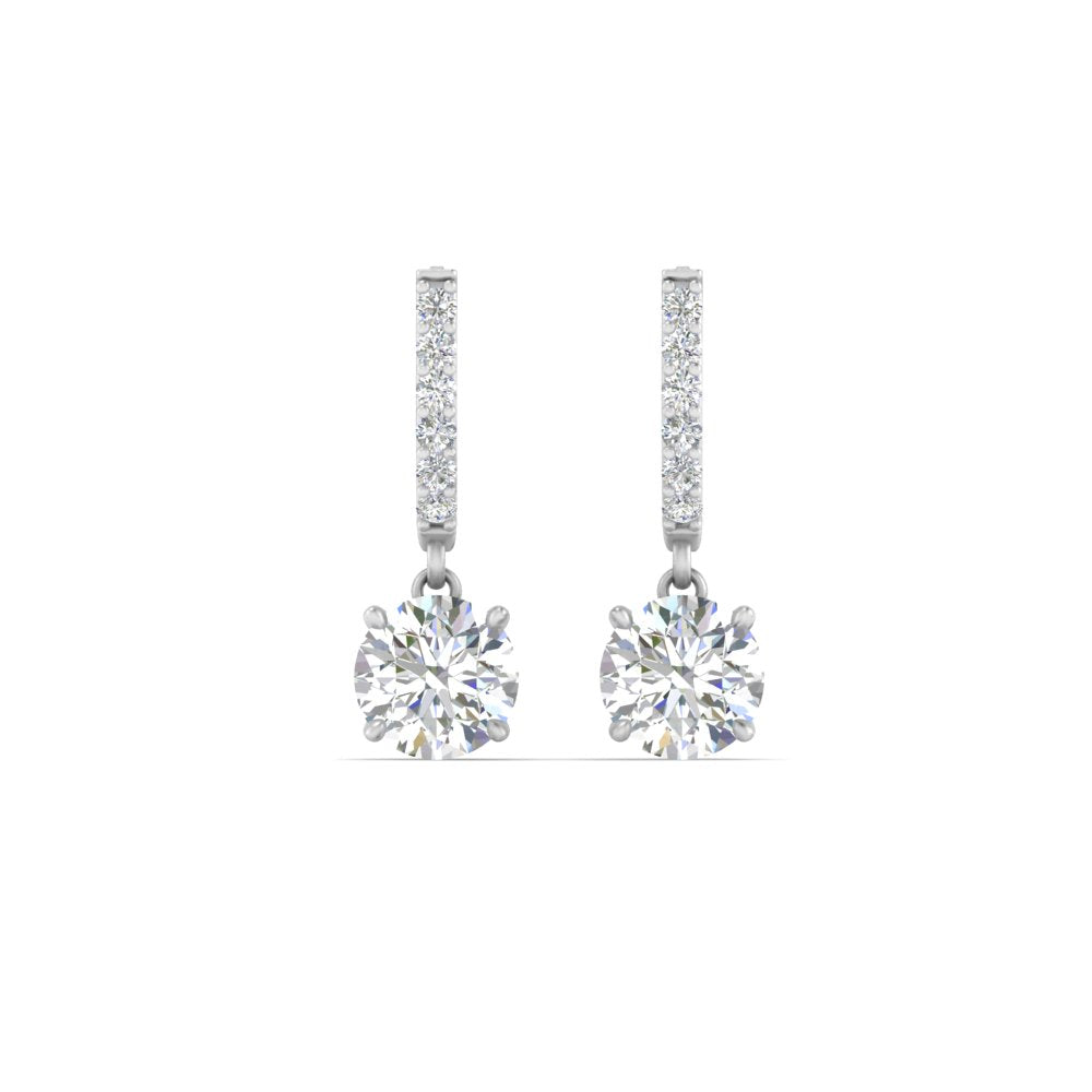 1 Carat Solitaire Halo Diamond Drop Earrings