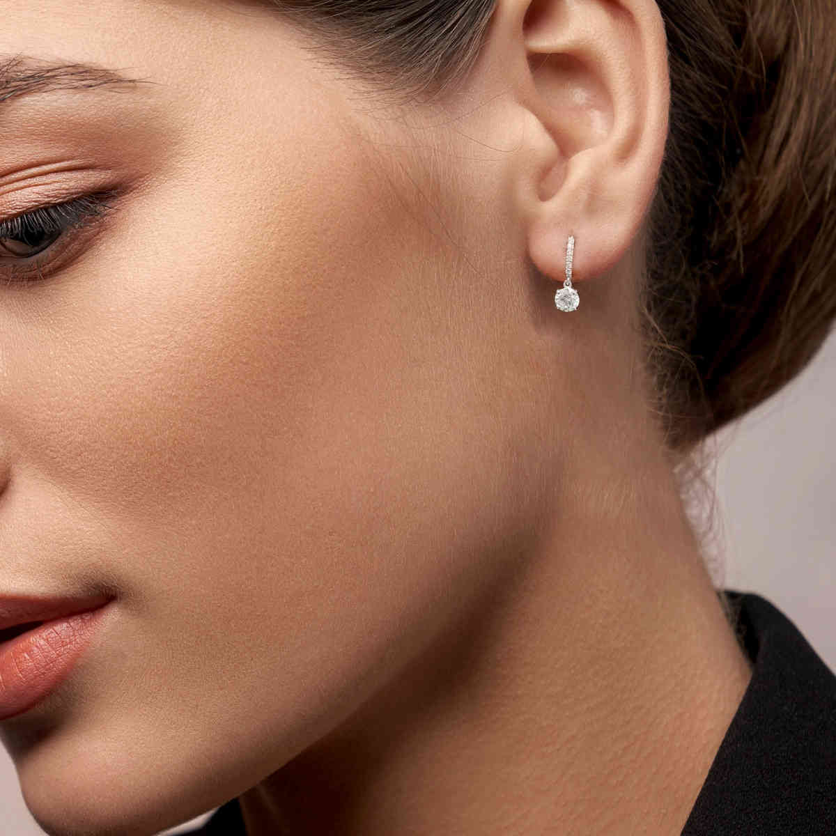 1 Carat Solitaire Halo Diamond Drop Earrings