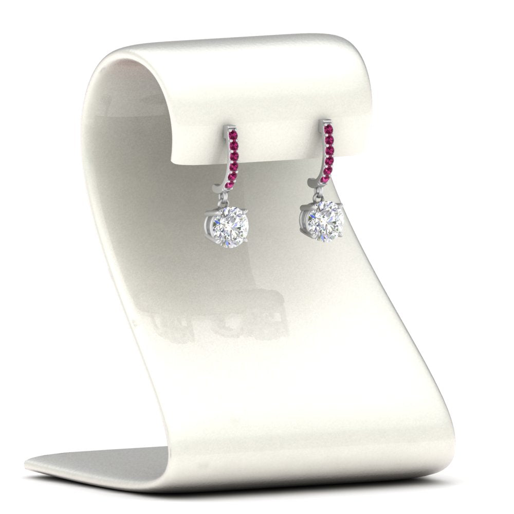1 Carat Solitaire Halo Diamond Drop Earrings