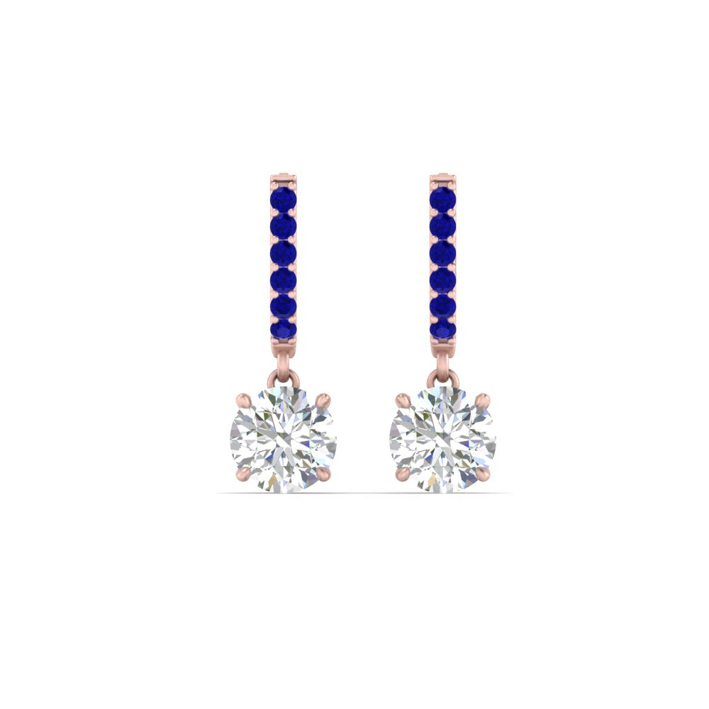 1 Carat Solitaire Halo Diamond Drop Earrings