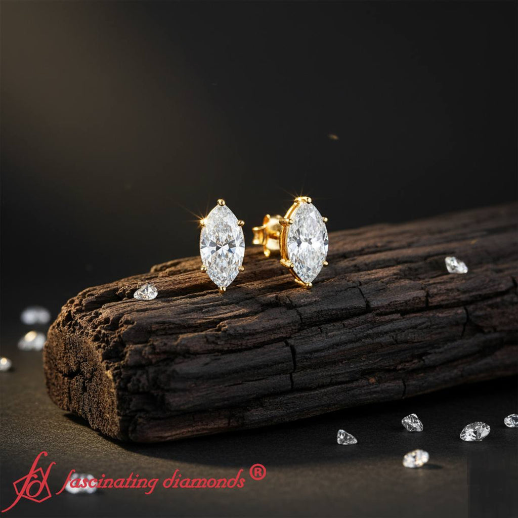 Marquise Diamond 6 Prong Stud Earrings