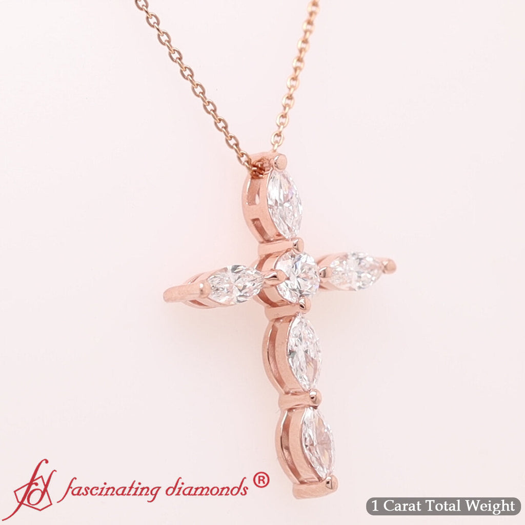 1 Ct. Marquise Diamond Cross Pendant