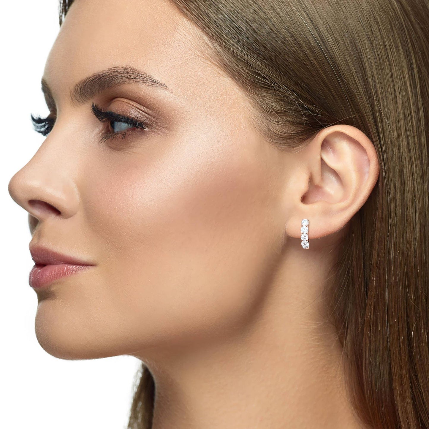 Sparkle 5 Stone Hoop Earrings