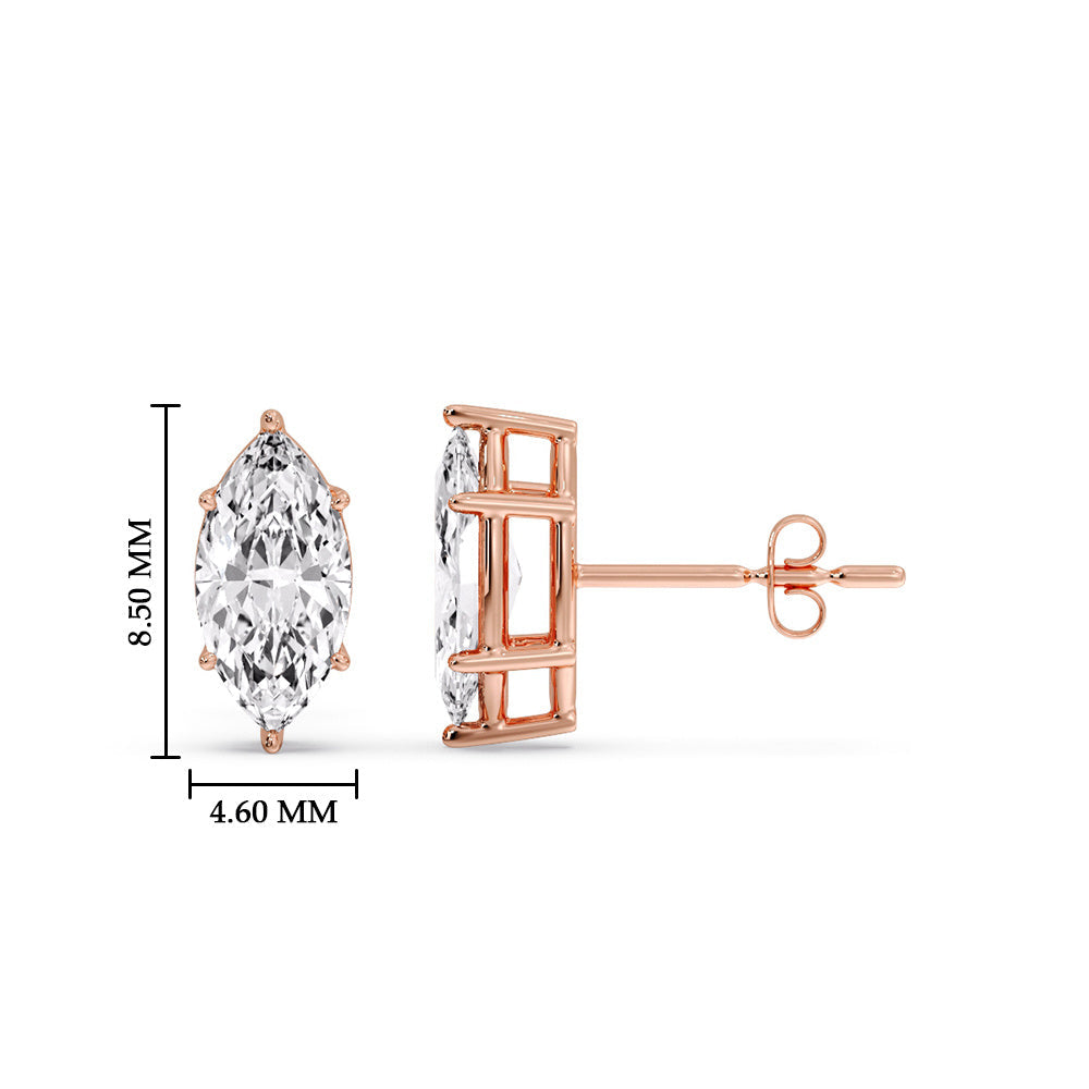 Marquise Diamond 6 Prong Stud Earrings
