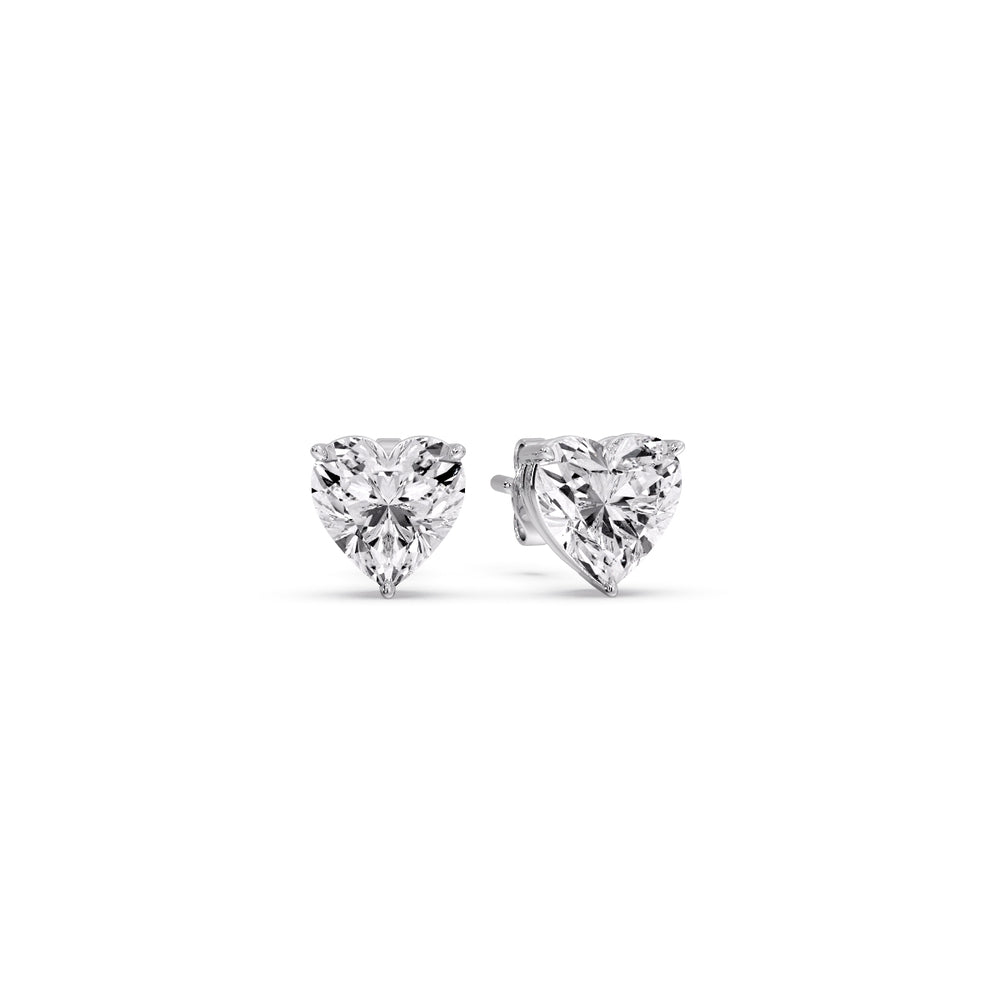 Heart Shaped 3 Prong Basket Stud Earring