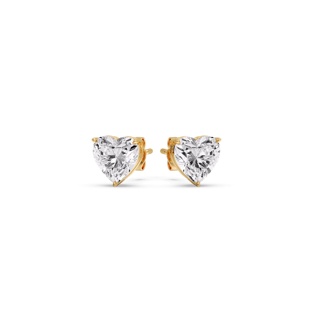 Heart Shaped 3 Prong Basket Stud Earring