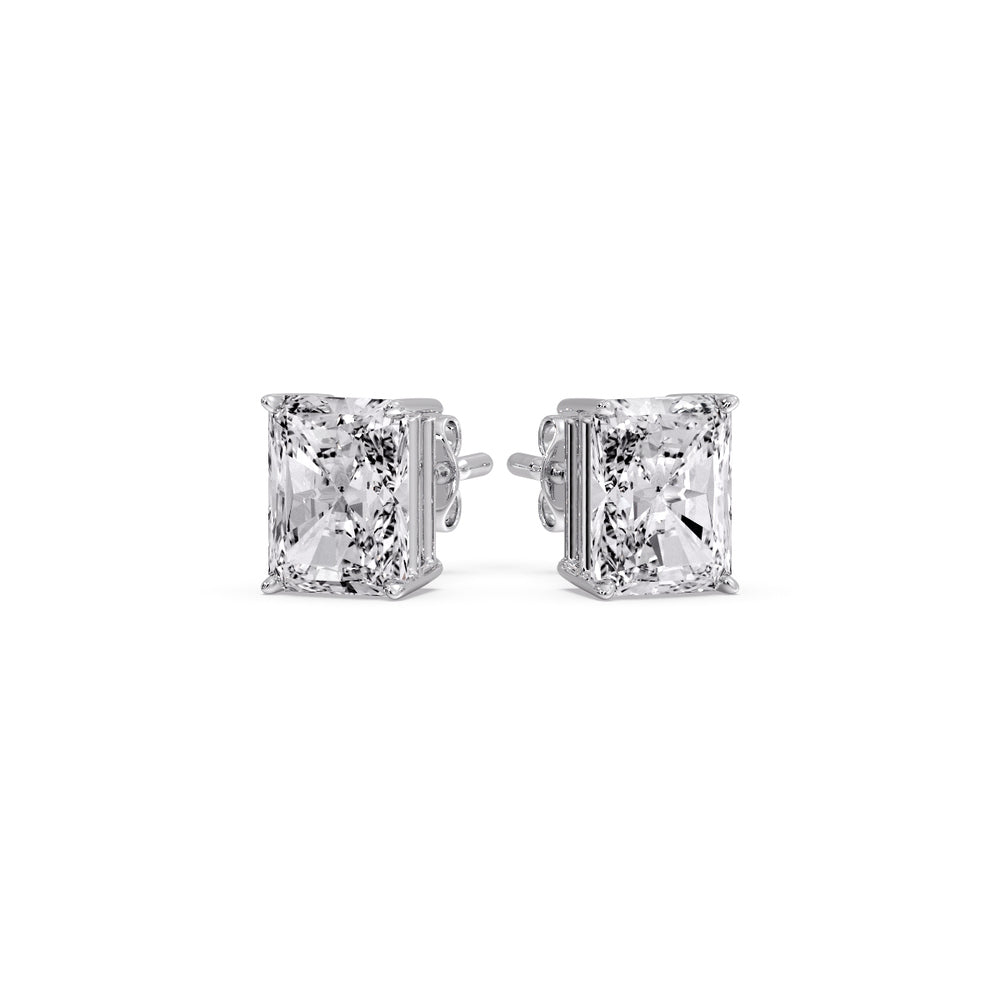 Radiant Diamond Basket Stud Earring