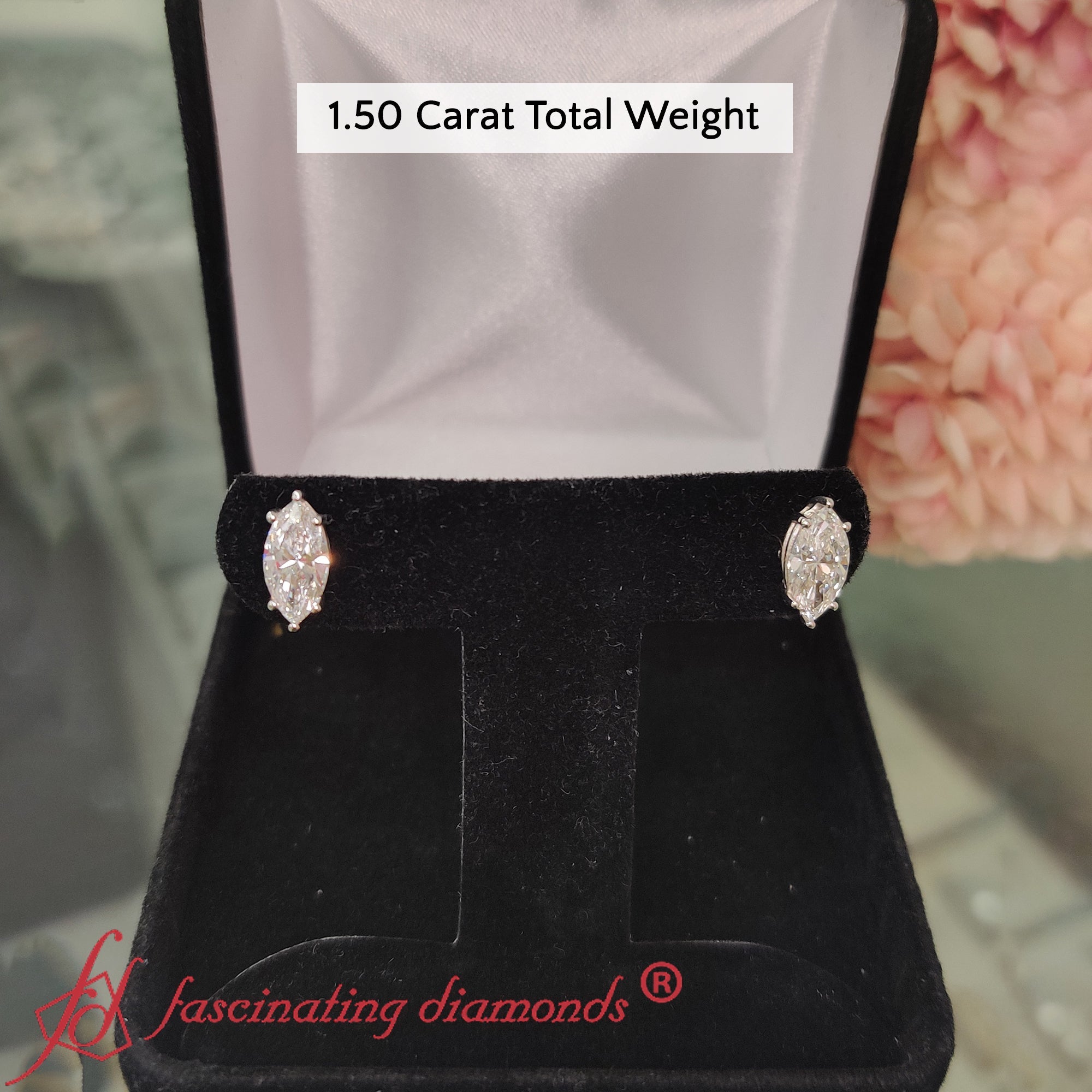 Marquise Diamond 6 Prong Stud Earrings