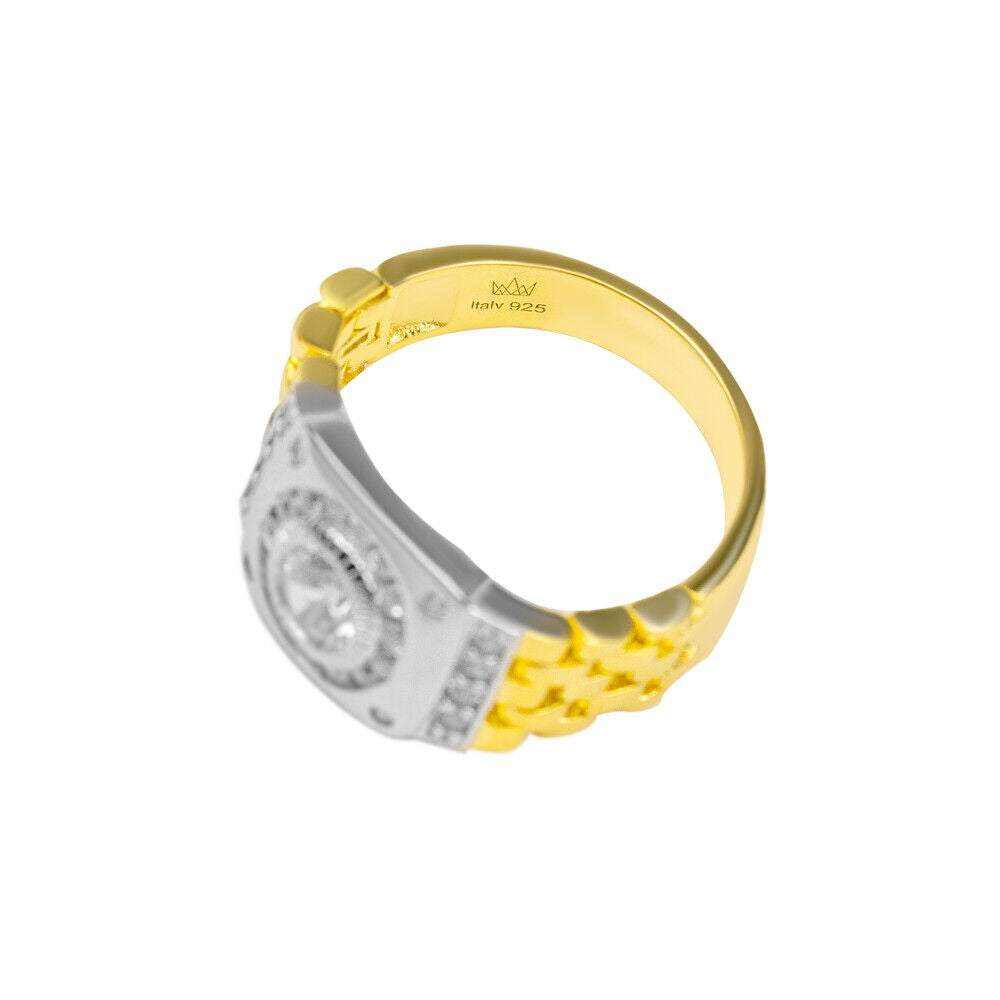 10K Vermeil Gold Watch Design Ring - 925 Sterling Silver
