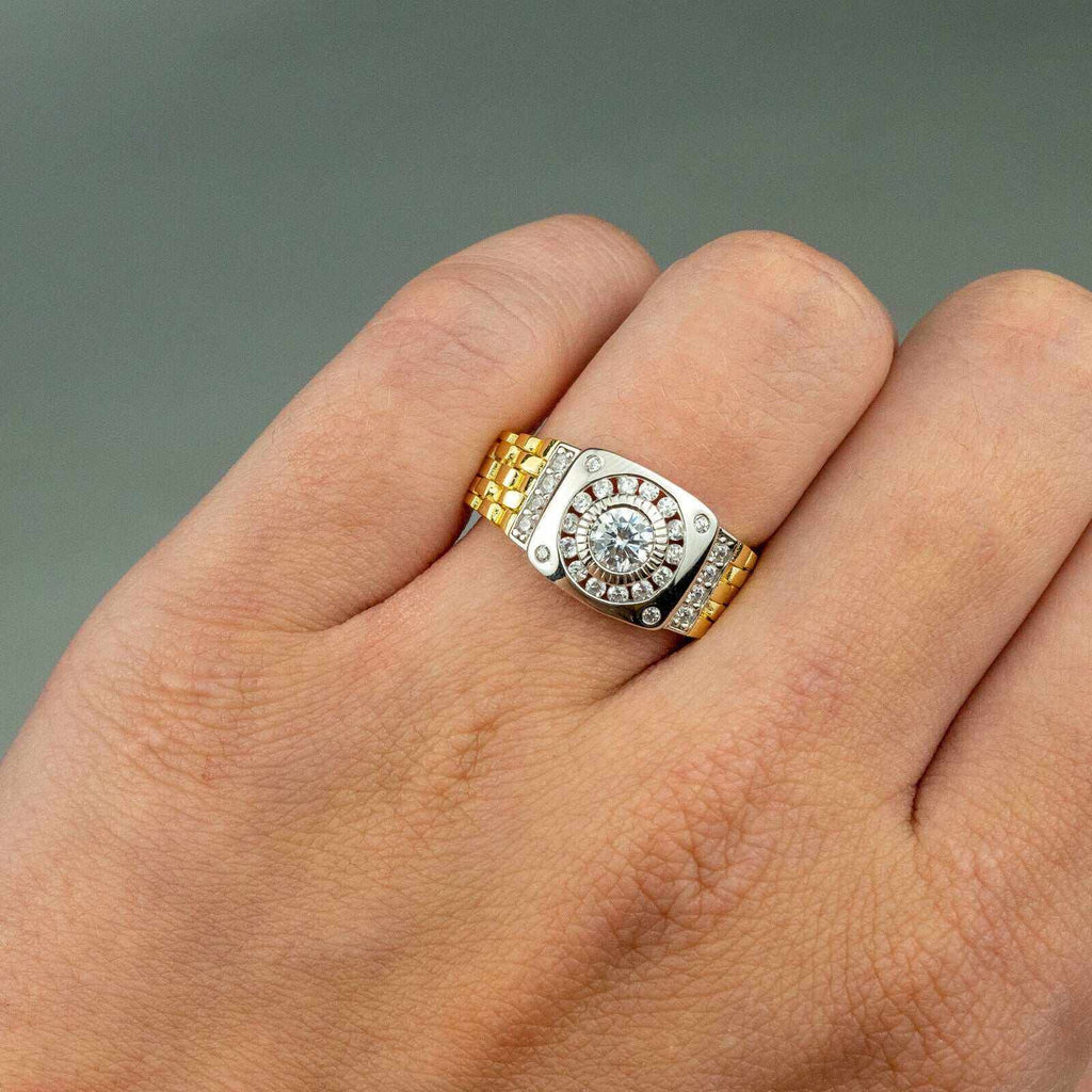 10K Vermeil Gold Watch Design Ring - 925 Sterling Silver