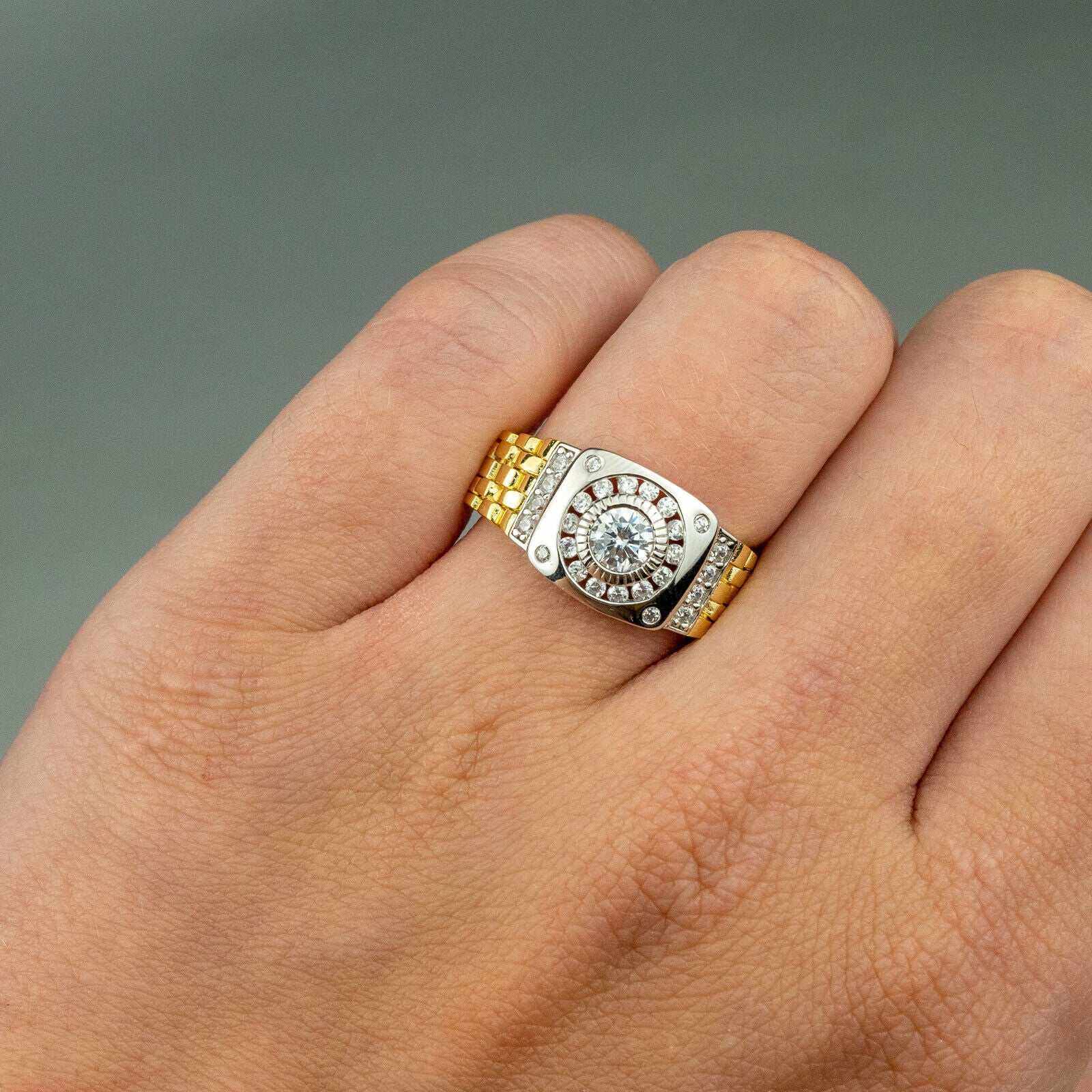 10K Vermeil Gold Watch Design Ring - 925 Sterling Silver