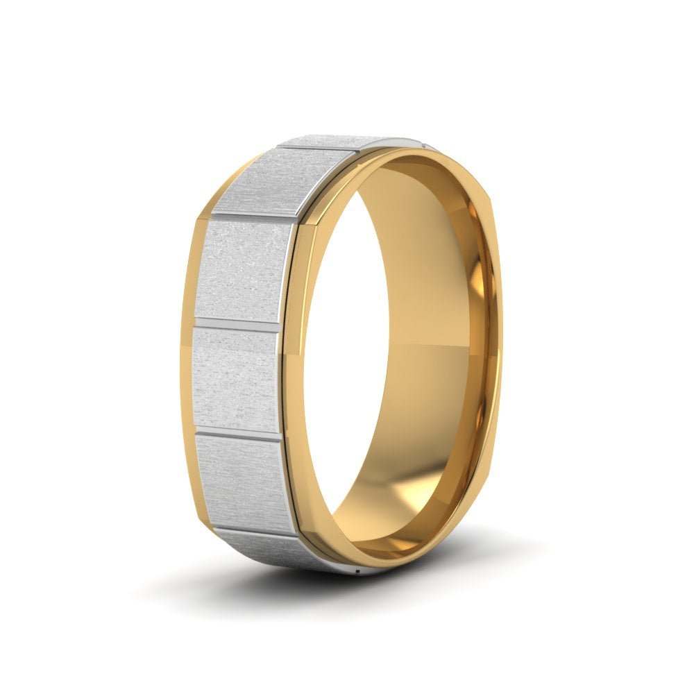2 Tone Gold Texture Square Band Ring