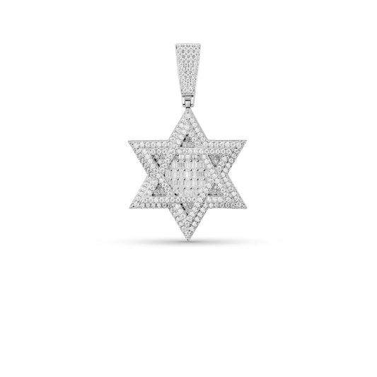Moissanite Star Of David Pendant Solid 925 Sterling Silver