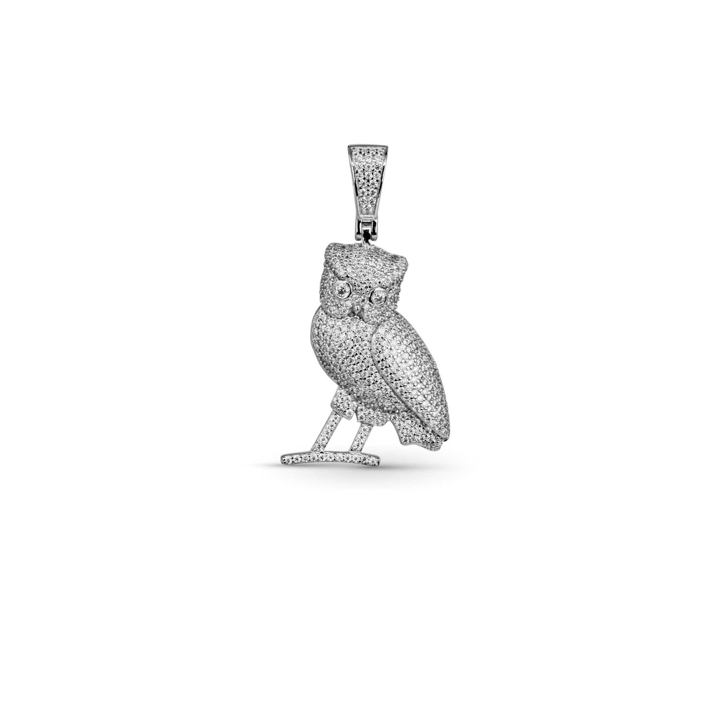 2 TCW Moissanite Owl Pendant 925 Sterling Silver