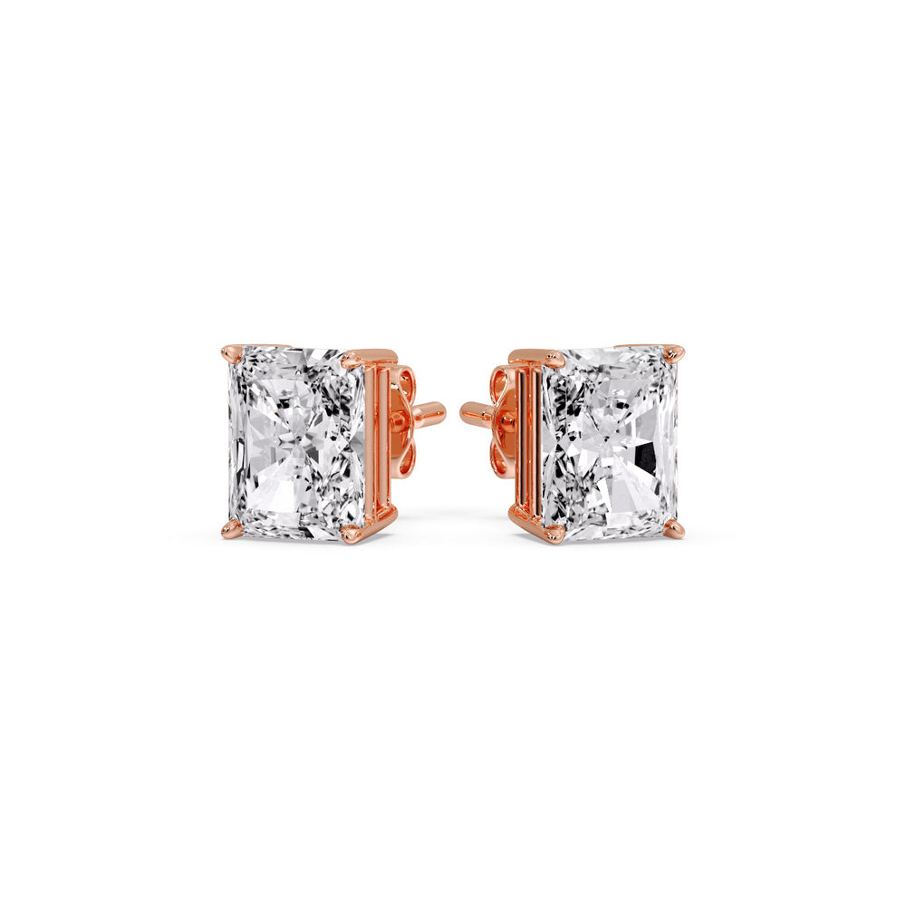 Radiant Diamond Basket Stud Earring