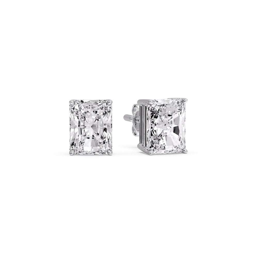 Radiant Diamond Basket Stud Earring