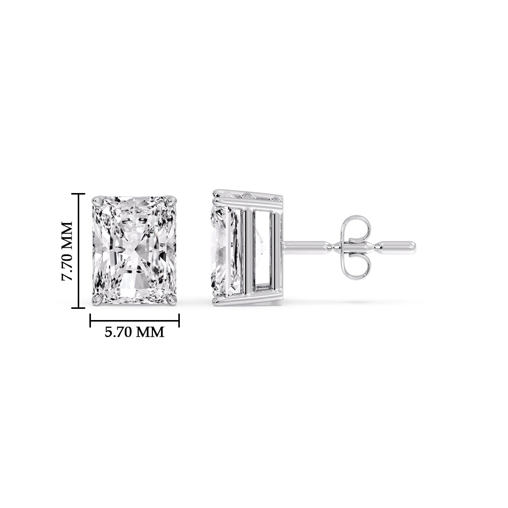 Radiant Diamond Basket Stud Earring