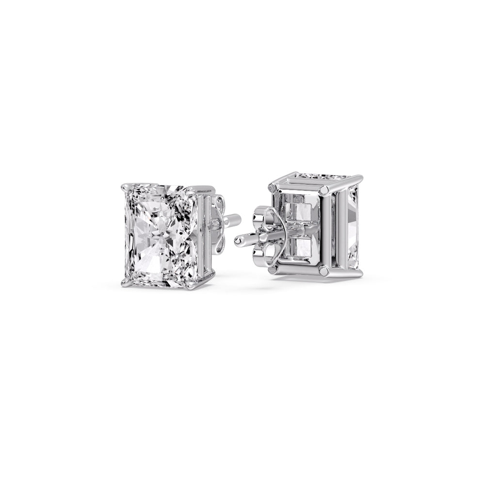 Radiant Diamond Basket Stud Earring