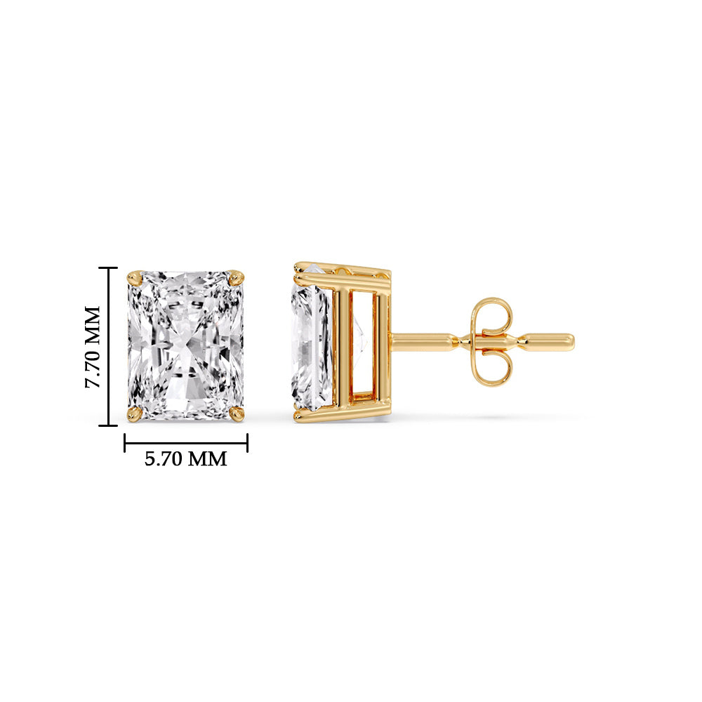 Radiant Diamond Basket Stud Earring