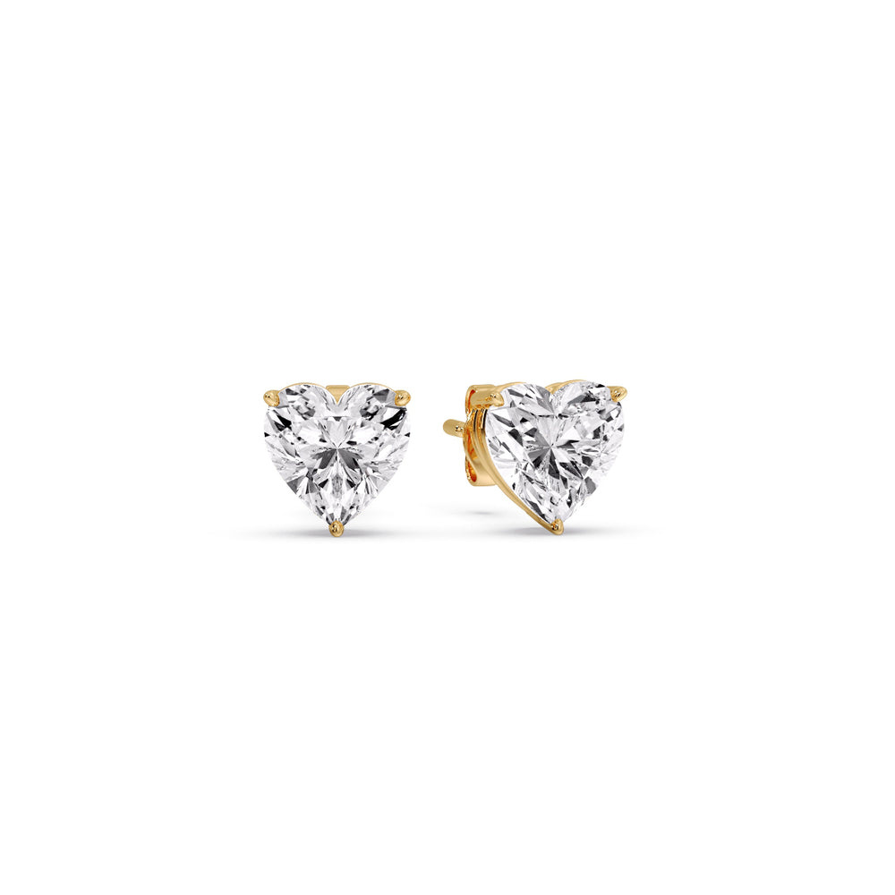 Heart Shaped 3 Prong Basket Stud Earring