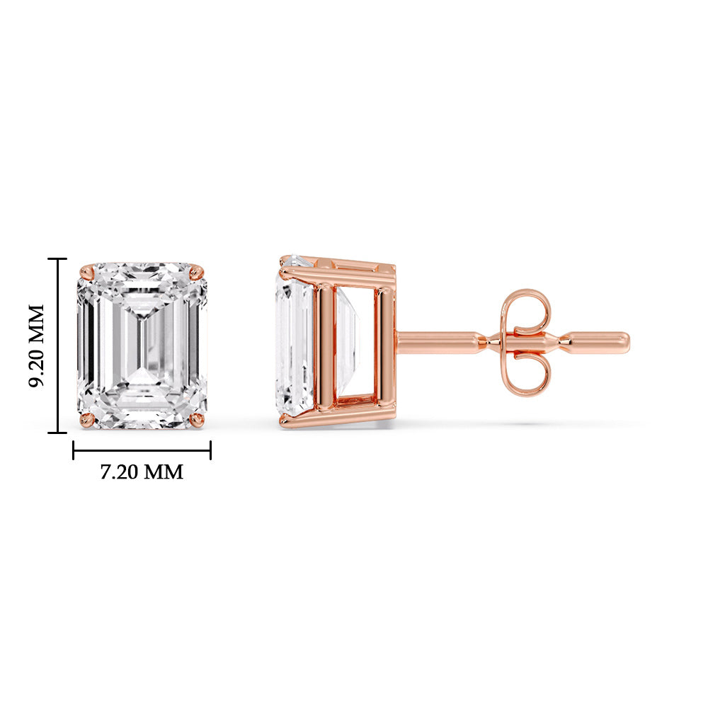 Emerald Cut Diamond Stud Earrings