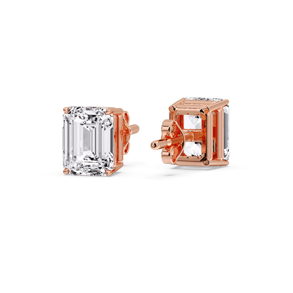 Emerald Cut Diamond Stud Earrings