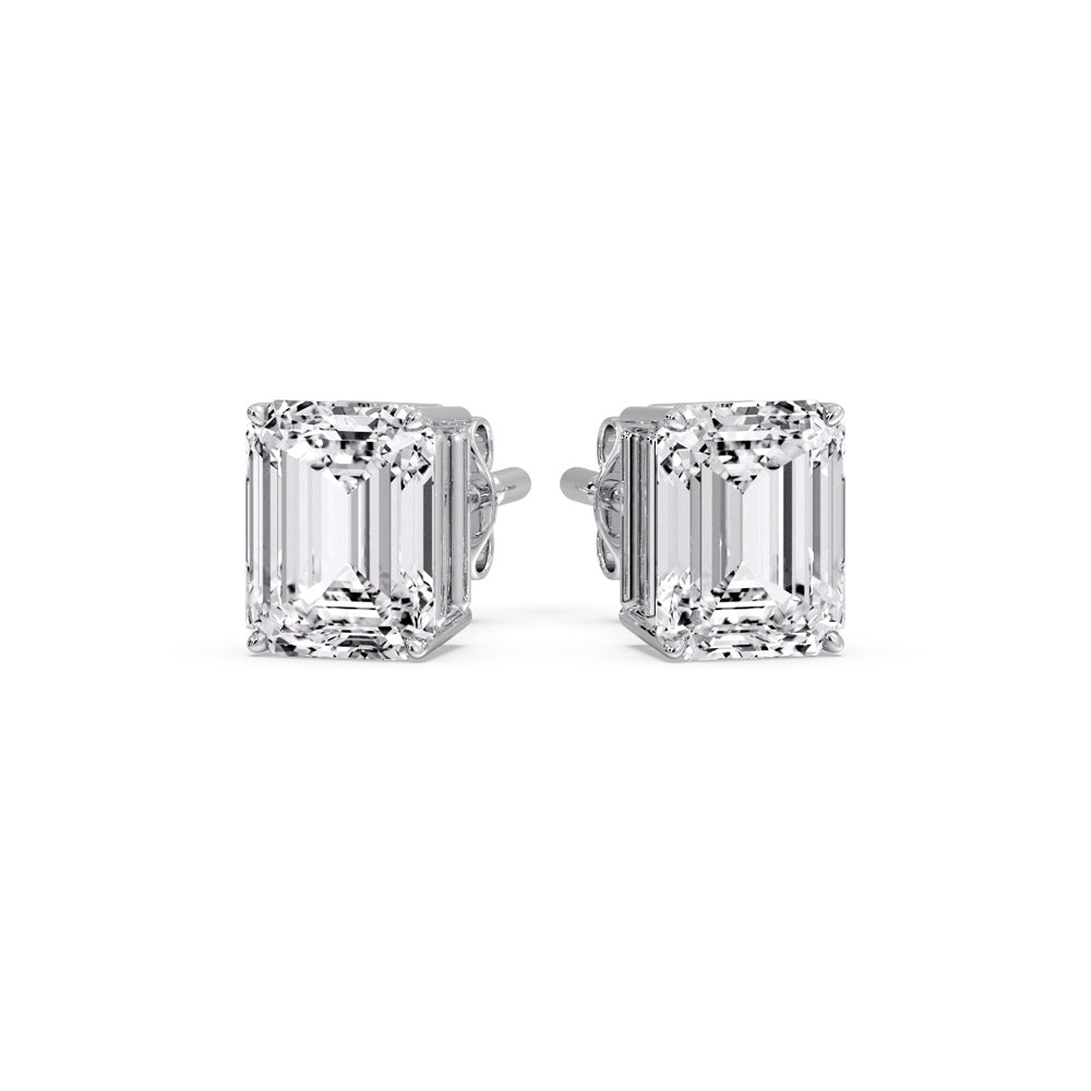 Emerald Cut Diamond Stud Earrings