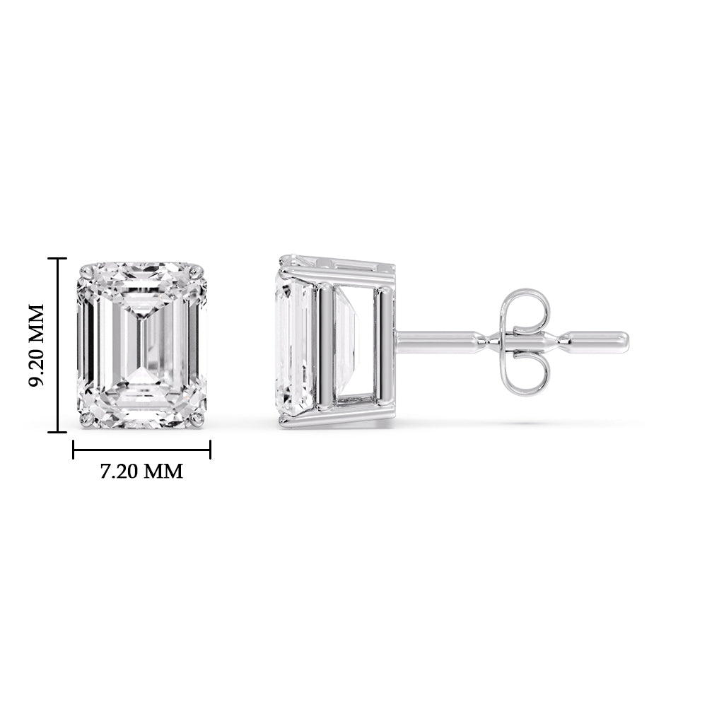 Emerald Cut Diamond Stud Earrings