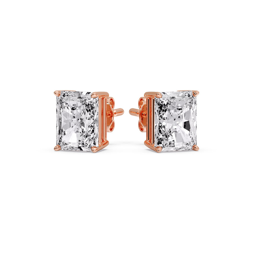 Radiant Diamond Basket Stud Earring
