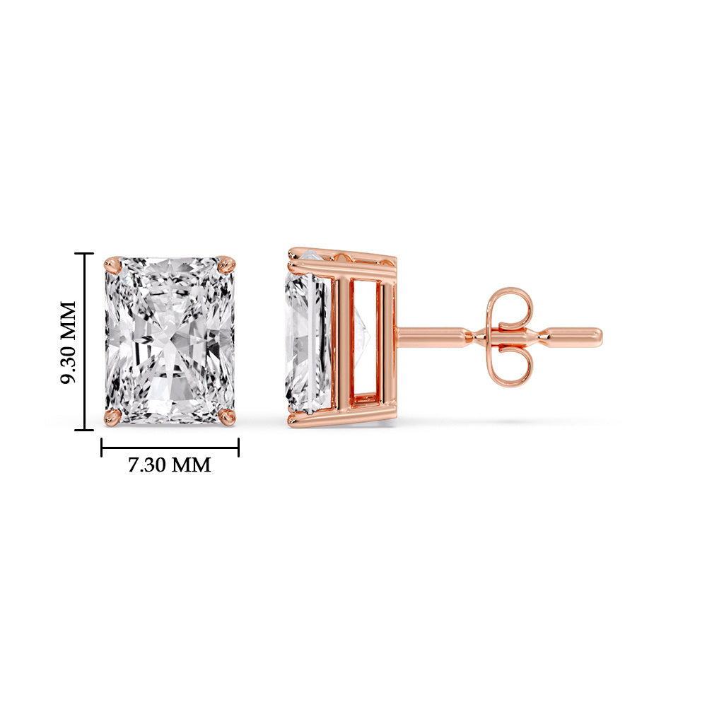 Radiant Diamond Basket Stud Earring