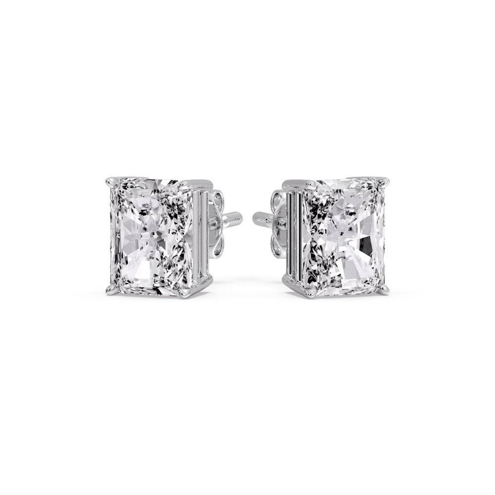 Radiant Diamond Basket Stud Earring